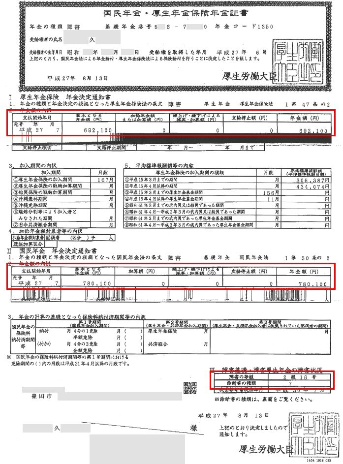 久様の年金証書