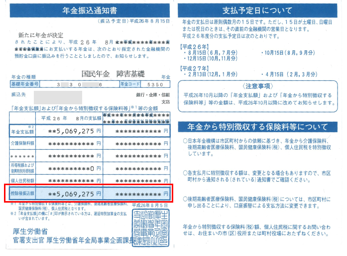 邦子様の初回振込額の明細
