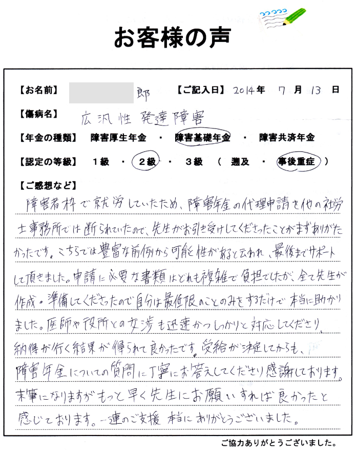 郎様のご依頼から申請までの経過