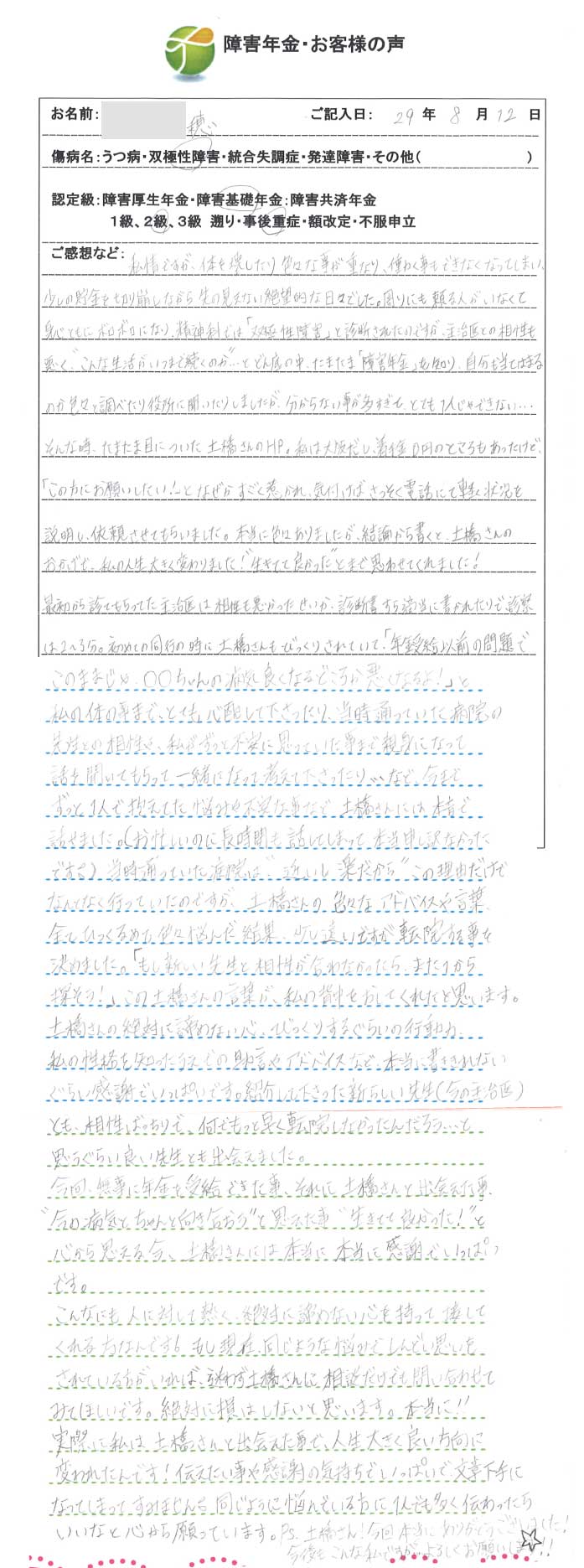 穂様のご依頼から申請までの経過