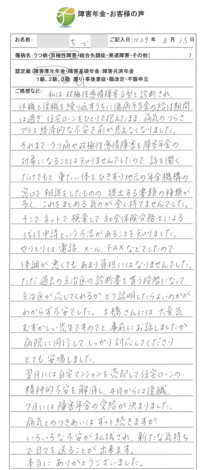 ちづ様のご依頼から申請までの経過