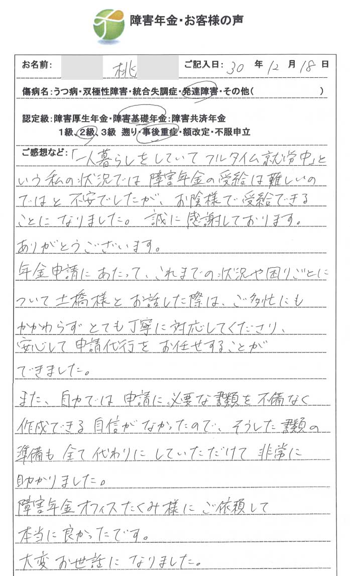 桃様のご依頼から申請までの経過